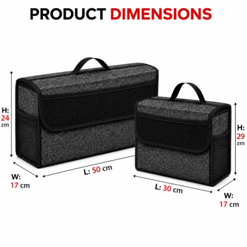 Image of JVCV Combo Pack - Car Trunk Boot Organizer, Car Storage and Organizer Anti Slip Car Accessories Organizer for Car, SUV, Sedan, Truck, Minivan Anti Slip Bottom (Large + Small).