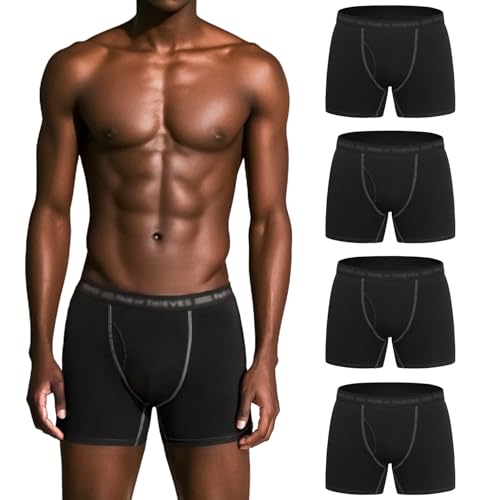 Men's Cotton Underwear 4 Pack, Boxer Trunks Pack for Men