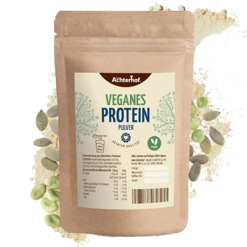 Veganes Proteinpulver 250g | 100% pflanzliches Proteinpulver aus Ackerbohnen-, Erbsen- und Kürbiskernprotein | mit 20g Eiweiß pro Portion | geschmacksneutral | vom Achterhof
