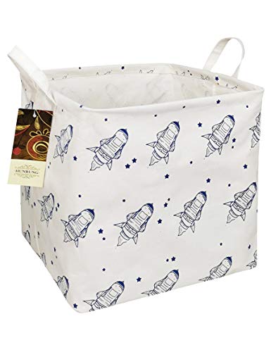 Cesto cuadrado de almacenamiento de HUNRUNG, cesto de lona para la colada plegable con cajas impermeables para estantes/cestas de regalo/organizador de juguetes/oficina, dormitorio (espacio cuadrado)