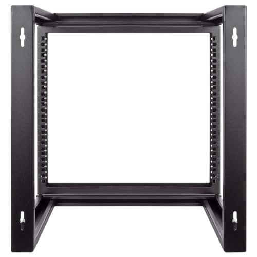Image of NavePoint 9U Open-Frame Server Rack for 19 inch IT Network Equipment & A /V Devices Free Standing or Wall Mount with 180 Degrees Gate Swing, Black