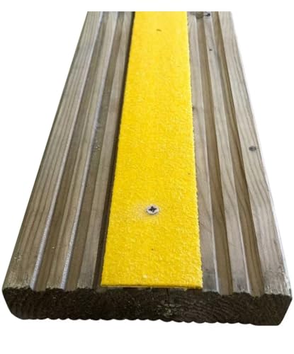 GreenTec GRP Anti Slip Decking Strip – Heavy Duty Non Slip Safety Tread for Decking, Outdoor Steps, Stairs & Ramps – Multiple Sizes & Colours (Yellow, 1000mm)