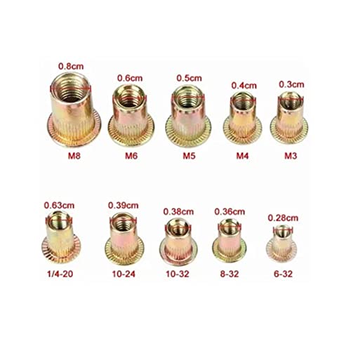 300Pcs Rivet Nut Imperial Combination Set Color Plated Zinc Carbon Steel M3‑M8, Multi Purpose and Versatile, Durable Material - Image 2