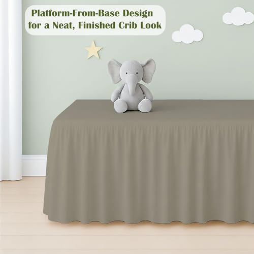 Image of Luxury Crib Bed Skirt 28 inch x 52 inch with 14 Inch Drop Soft & Breathable Dust Ruffle Fits Standard Crib and Toddler Bed Nursery Microfiber Fabric Ruffle Bed Skirt for Baby Boys or Girls Taupe Solid