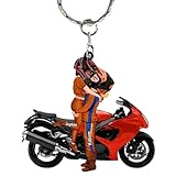 Motorcycle Kissing Doll Couple Keychain – Romantic Gift for Biker Couples