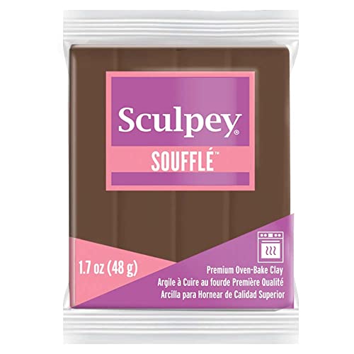 Sculpey Soufflé™ Polymer Oven-Bake Clay, Cowboy Brown, Non Toxic, 1.7 oz. bar, Great for jewelry making, holiday, DIY, mixed media and more! Premium light-weight oven bake clay.