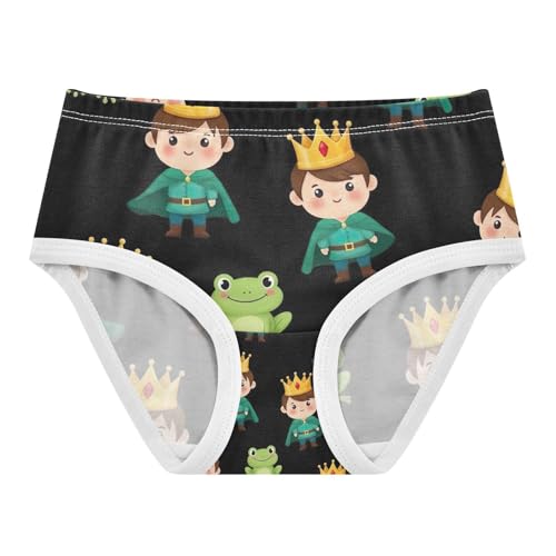 Cartoon Prince Golden Crown Toddler Girls Panties, Cotton Girls Underwear, 2T–8 Years