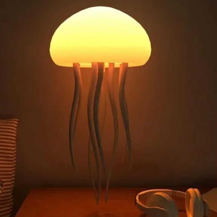 Jellyfish LED Night Lamp with Soft Silicone Tentacles | Decorative Table Lamp for Bedroom, Living Room & Kids Room | USB Rechargeable Ambient Mood Light for Home, Office, Café, Desk & Gift-image-42