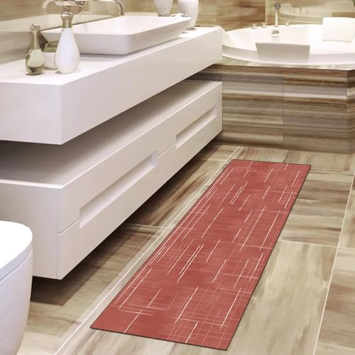 Alfombra de cocina lavable roja perfecta para dar calidez y confort al pasillo largo 4