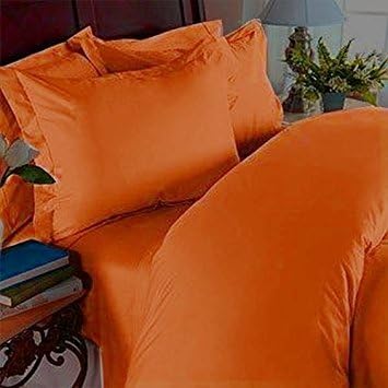 Elegance Linen Wrinkle-Free- 1500 Thread Count Twin/Twin XL Size Egyptian Quality 2pcs Duvet Cover Set, Solid, Elite Orange