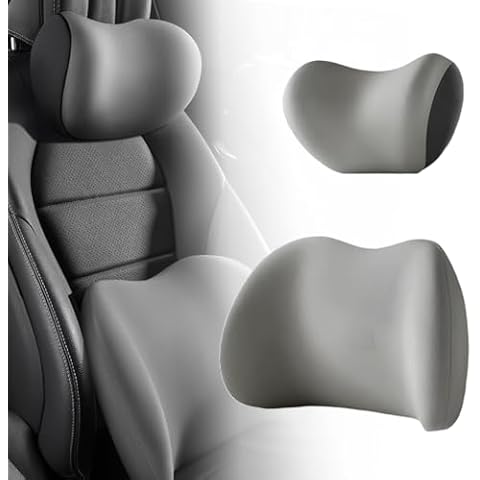 soputry Car Headrest & Lumbar Support Cushion, Ergonomic Car Seat Headrest & Lumbar Cushion with Adjustable Strap for Neck Back Pain Relief, Car Head Rest and Lumbar Pillow Set (Grey) Cover