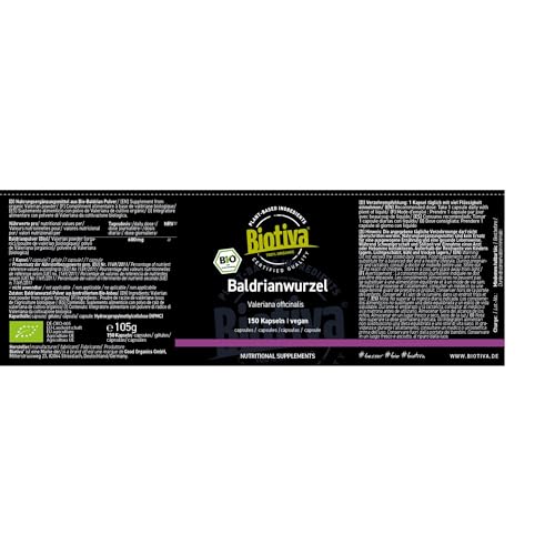 Valériane 150 Gélules bio - hautement dosé naturel - 600 mg par capsule - digestion, sommeil Valeriana officinalis - bouteille et contrôlée en Allemagne - 100% végétalienne- Biotiva – vue 6