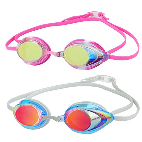 Lunettes de natation pour adultes et enfants pack de 2 pour la compétition