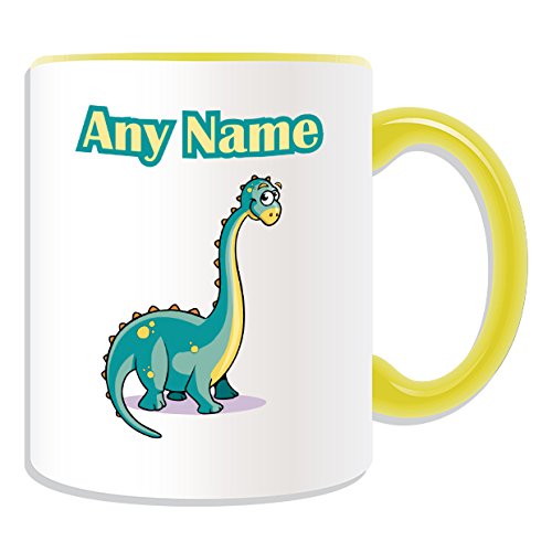 BabySmiles – Regalo – brontosaurio Taza (dinosaurios diseño Tema, Opciones de Color) – mensaje de todos los/Nombre a sus exclusiva Taza