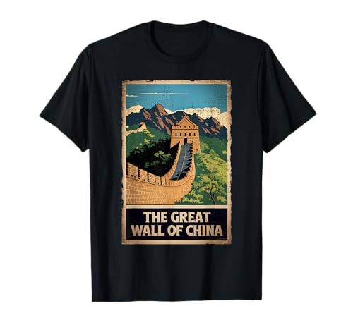 Vintage Great Wall of China Travel Poster Retro Design T-Shirt