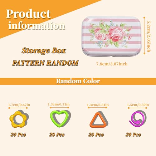 Image of Wonafa 80 Pcs Metal Stitch Markers,4 Styles Colorful Crochet Stitch Markers with Storage Box for Crocheting Clothing Tag DIY Craft Project (Mix 4 Color-80Pcs)