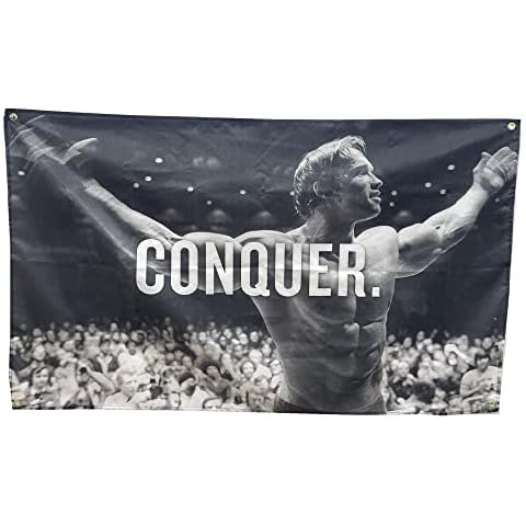 Stormflag Conquer Pose Gym Lifting banner 3x5ft Arnold Schwarzenegger indoor banner 90cmx150cm Polyester 90g with Four Eyelets Cover