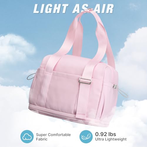 G4Free Mini Gym Bag for Women, Small Duffle Bag with Wet Pocket and Detachable Strap,Lightweight Gym Bag for Workout/Sport/Travel（PINK）2