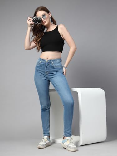 Image of Style Quotient Women Tinted Blue HIGH Rise Straight FIT Jeans