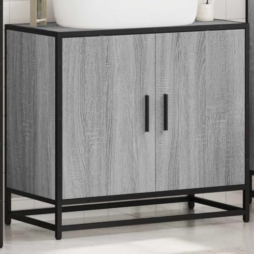 Mueble de baño para lavabo que optimiza el espacio con madera gris 5