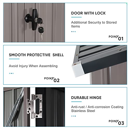 image for Verano Garden 8'x6' Outdoor Storage Shed, Galvanized Metal Steel Garde