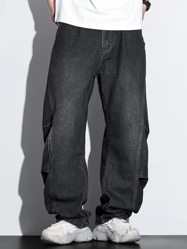 Viatabuna Men's Baggy Jeans Y2K Streetwear Plus Size Elastic Waist Wide Leg Casual Oversized Barrel Denim Pants 2XL-6XL2