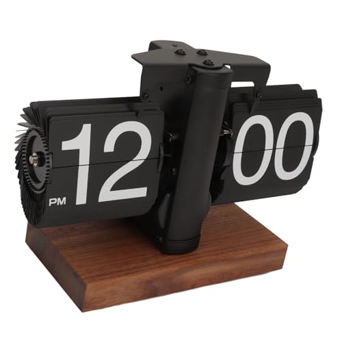 Flip Clock Retro Automatische Drehende Tischuhr, 12-Stunden-Format
