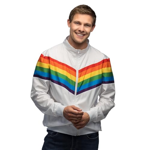 Boland - Trainingsjacke Vintage Rainbow, Kostüm für Herren im Retro Style, Gruppenkostüm für Mottoparty oder Karneval