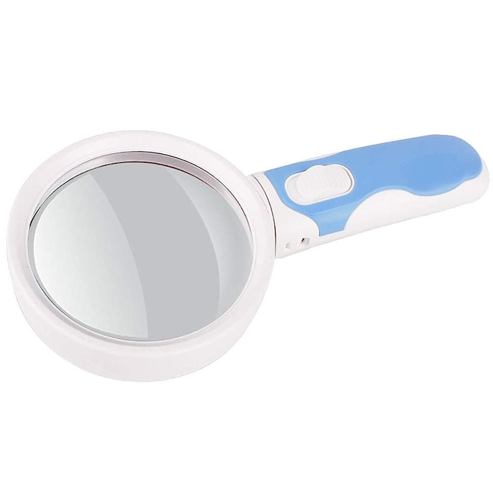 asdchZen Magnifying Glass,With Light 5X For Reading Inspection Hobbies - With A Lens Cloth Bag Magnifier/Blue
