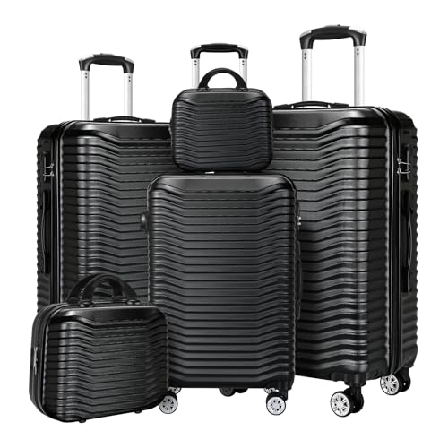 5Pcs Luggage Sets (12/14/20/24/28) Hardside Carry on Suitcase Set...