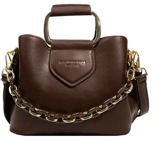 Women PU Leather Crossbody Bag Trendy Bucket Shoulder Purse Commuting Tote Handbag Travel Dating