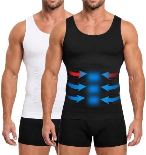 MEETYOO Herren Shapewear & Bauchweg, Atmungsaktiv, Schweißabsorbierend, Stark Komprimierend für Fitness und als Flaches Unsichtbares Unterhemd