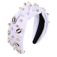 YARIEW Fascia Per Capelli Calcio Con Perle E Strass: Accessorio Sportivo Annodato Giallo Per Tifosi, Mamma E Giocatori - Regalo Di Natale Per Appassionati - 4