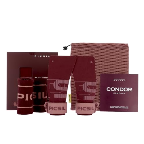 PICSIL Condor Grips Magnesium Enhanced Grip Premium Hand Grips Protection for Cross Training Calisthenics and Fitness (Burgundy G+)