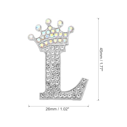 Image of PATIKIL Letter Brooch Pins, Crown Initial Rhinestone Alphabet Letter Lapel Badges Pin for Women Suits