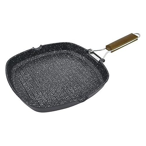 Jata GMA28 - Sartén Inducción Antiadherente Stonite, Grill Aluminio Fundido, Apta para Todo Tipo Cocinas Incluida Inducción, Libre PFOA, 28 x 28 cm