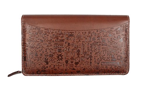 Image of Sukeshcraft Multiple Cheque Book Holder | Original PU Holds Upto 8 Cheque Books, Locker Key Hook, 2 Photo Slots, 1 Pin-Sim Slot, 13 Credit /Debit Card Slots with Matching Zipper (PU -Brown)