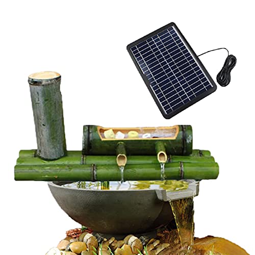 Solar Wasserspiel Garten, Solarwasserbrunnen, Bambusbrunnen Wasser Cover