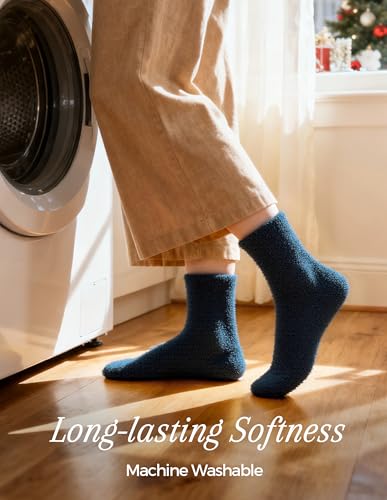 Image of TEHOOK Warm & Cozy Gifts for Women, Fluffy Fuzzy Plush Sleeping Slipper Socks - Soft Warm Fabric