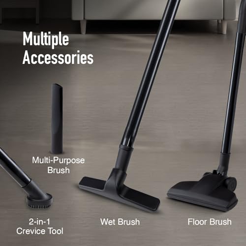 Image of KENT Vortex Plus Wet & Dry Vacuum Cleaner | Blower Function | 1200W Power & 12L Capacity | High Suction 17 kPa | Cyclone5 Technology | HEPA Filter | ABS Body & Rubberised Wheels | Black & Grey