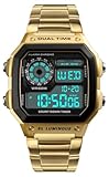 Orologio da uomo alla moda, multifunzione, impermeabile, a LED, cronografo, digitale, in acciaio inox Old Skool Pro