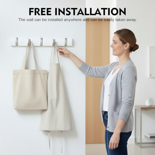 Perchero abatible de pared autoadhesivo para colgar sombreros y bufandas 7