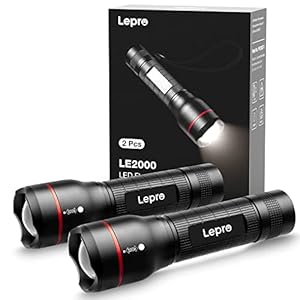 Lepro LED Taschenlampe, LE2000 Extrem Hell LED Taschenlampen mit 5 Modi, Zoombare Camping Handlampe, wasserdichte Flashlight für Camping, Outdoor, Wandern, Angeln, Geschenk (2 Stück)