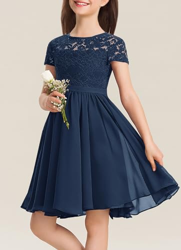 YOVION Flower Girls Dress Crew Neck Elegant Lace A-Line Formal Wedding Party Dresses for 6-12 Years3
