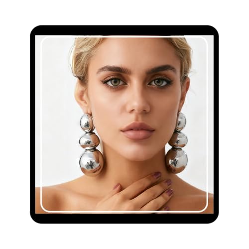RELOVET Exaggerated Metal Geometric Ball Earrings, Fashionable Women Personalized Jewelry
