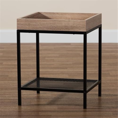 Pemberly Row PR-4753-2520551 Oak Brown Finished Wood And Black Metal End Table thumb #6