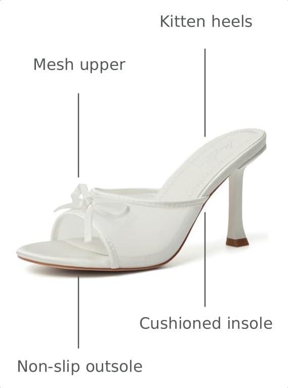 Image of Mostrin Kitten Heels for Women Round Toe Heels With Bow Vintage Mules Sexy Slip on Stiletto Backless Sandals for Party Daily