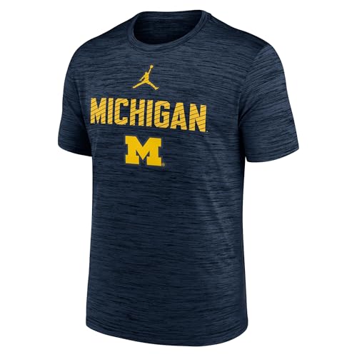Nike Men's NCAA Campus Slant Velocity Performance T-Shirt (US, Alpha, Medium, Regular, Regular, Navy, Michigan Wolverines)