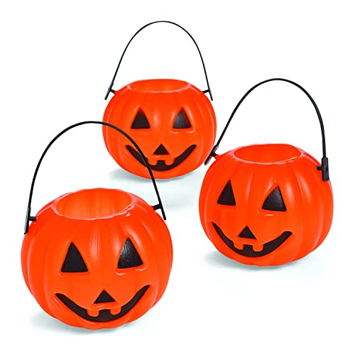 Fun Express 72 Pieces Pumpkin Candy Cups, BPA Free Plastic, Halloween Party Supplies, Orange & Black