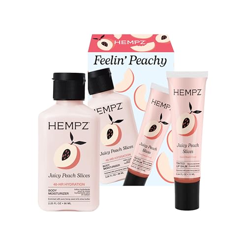 Hempz NEW Mini Peach Body Lotion and Lip Balm Set, Feelin' Peachy, 2 pack kit